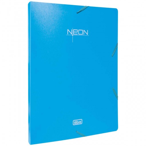 Pasta Aba Elástico Polipropileno 0,60mm Ofício Lombo 20mm Neon Azul