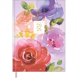 Agenda Costurada Diária 12,3 x 16,6 cm Feminine 2026 - Lilás - Bloom  you are - Sortido 1