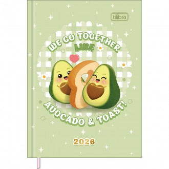 Agenda Costurada MIni 7,8 x 10,8 cm Abacute 2026  - Avocado e Toast - Verde 1
