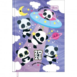 Agenda Costurada Mini 7,8 x 10,8 cm Lovely Friend 2026 - Pandas - Nave Espacial 1