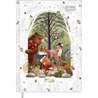 Agenda Costurada Petit Diária 10,5 x 14,8 cm Loveland 2026 - Fundo Branco - Floresta 1