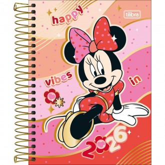 Agenda Espiral Diária 11,7 x 16,4 cm Minnie 2026 - Minnie Vibes - Sortido 1