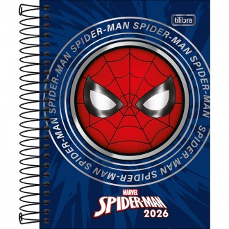 Agenda Espiral Diária 11,7 x 16,4 cm Spider-Man 2026 - Fundo Azul com Máscara 1
