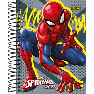 Agenda Espiral Diária 11,7 x 16,4 cm Spider-Man 2026 - Fundo Cinza 1