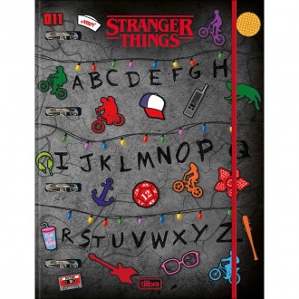 Caderno Argolado Cartonado Universitário com Elástico Stranger Things 48 folhas 1