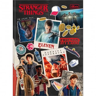 Caderno Brochura Capa Dura Colegial Stranger Things 160 Folhas - Sortido 1