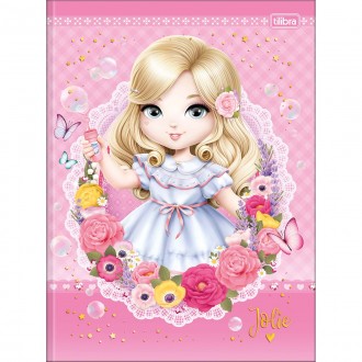 Caderno Brochura Capa Dura Universitário Jolie 80 Folhas - Jolie Loira Fundo Rosa - Sortido 1