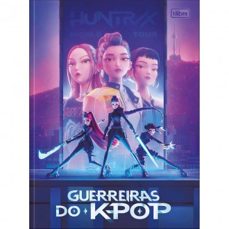 Caderno Brochura Universitário Guerreiras do K-Pop 80 Folhas - Capa Roxa 6 Personagens - Sortido 1