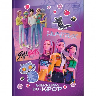 Caderno Brochura Universitário Guerreiras do K-Pop 80 Folhas - Capa Roxa Saja Boys + Huntrix - Sortido 1