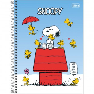 Caderno Espiral Capa Dura Universitário 1 Matéria Snoopy Fit 80 Folhas - Capa Azul Snoopy Casa Vermelha - Sortido 1