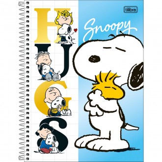 Caderno Espiral Capa Dura Universitário 10 Matérias Snoopy 160 Folhas - Hugs Snoopy - Sortido 1