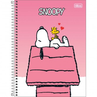 Caderno Espiral Capa Dura Universitário 10 Matérias Snoopy Fit 160 Folhas - Capa Rosa - Snoopy + Casa Rosa - Sortido 1