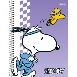 Caderno Espiral Capa Dura Universitário 10 Matérias Snoopy Fit 160 Folhas - Capa Roxa - Snoopy Correndo - Sortido 1