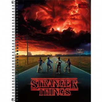 Caderno Espiral Capa Dura Universitário 10 Matérias Stranger Things 160 Folhas (Pacote com 4 unidades) - Sortido 1