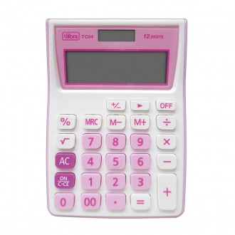 Calculadora de Bolso 12 Dígitos Grande TC04 Rosa 1