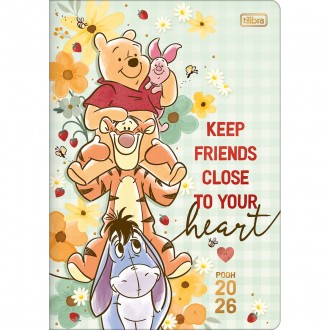 Planner Grampeado 17,8 x 25,4 cm Pooh 90 G 2026 - Fundo Verde - Keep Friends 1