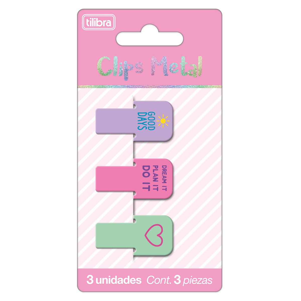 Clips Metal Decorado com 3 Unidades