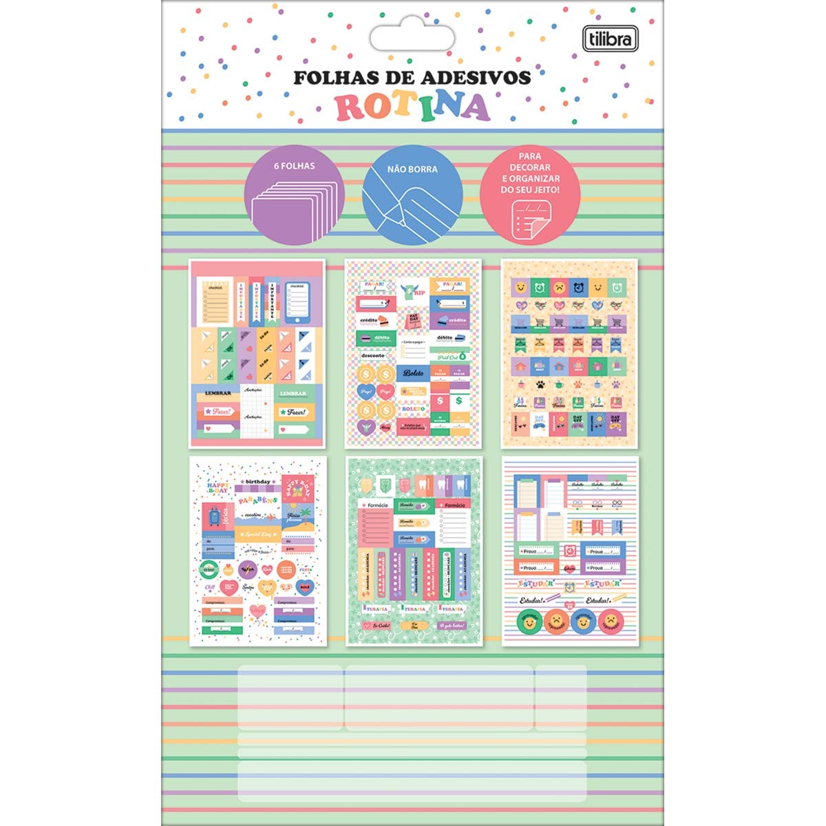 Folhas de Adesivos Rotina 6 Folhas