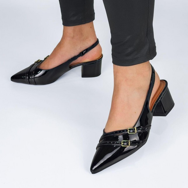 Sapatilha Mule Mule Vizzano Preto Verniz Sapato Mule Vizzano Mule