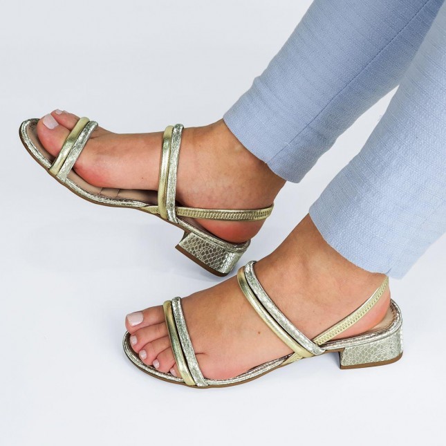 Sandália Dakota Feminina Salto Baixo Metalizada Y8051 Margil