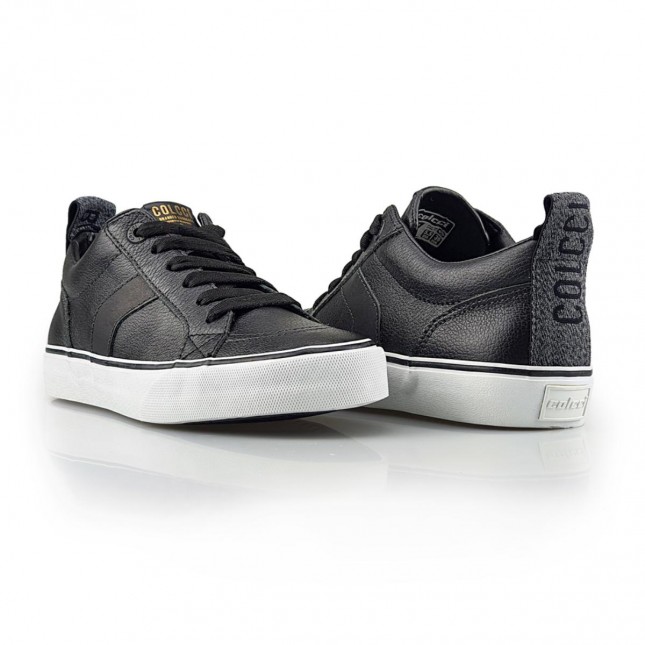 tênis couro colcci recortes preto