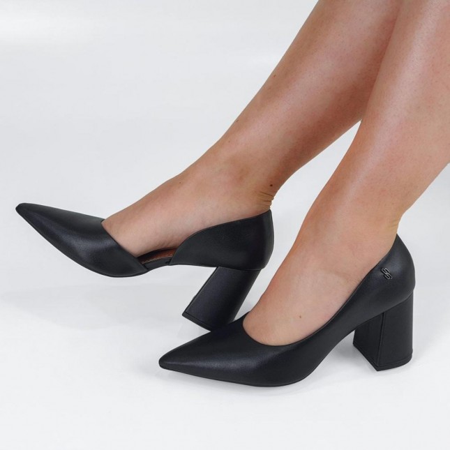 Calçados Chanel Usaflex Sapato Feminino Salto Grosso Usaflex