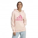 Moletom Adidas Feminino Logo com Bolso e Capuz Rosa Claro