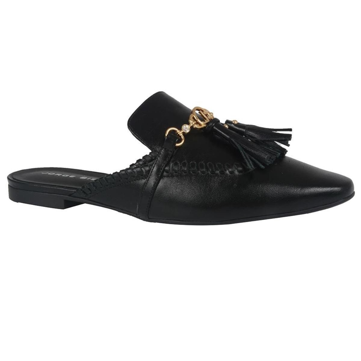 Mule Couro Preta Jorge Bischoff 1.23937 - PRETO - Mercado do Sapato