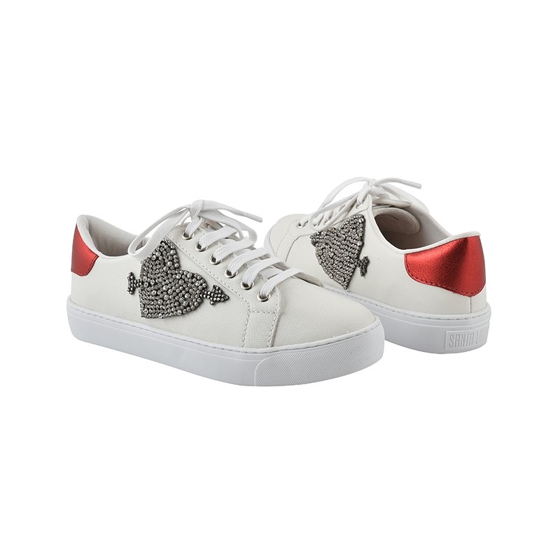 tenis branco feminino com coracao