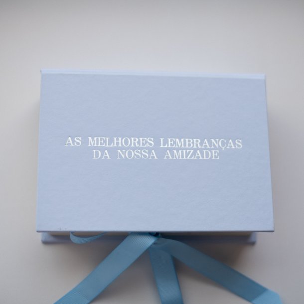 caixa para fotos p azul bebê - melhores lembranças - mim papelaria