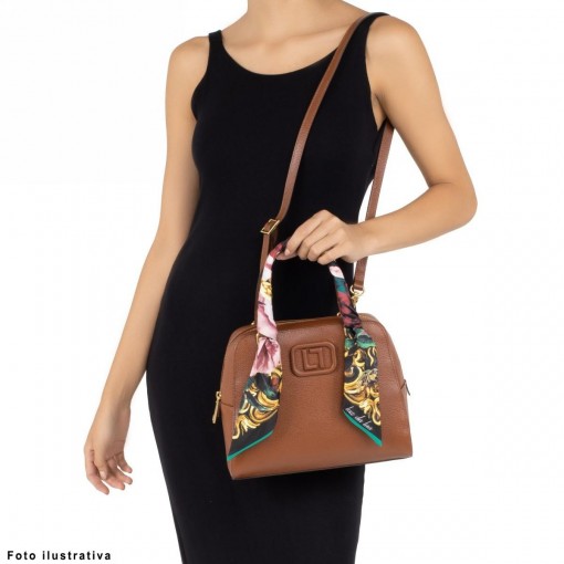 Bolsa em couro com lenço na alça Luz da Lua 6376 | Modatto Shoe Store