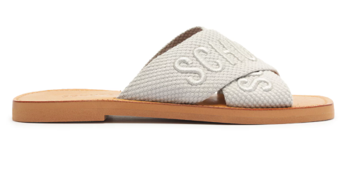 ｒｈ９０５ Sandália Rasteira de X Logo Schutz Cinza