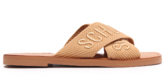 Sandália Rasteira de X Logo Schutz Bege