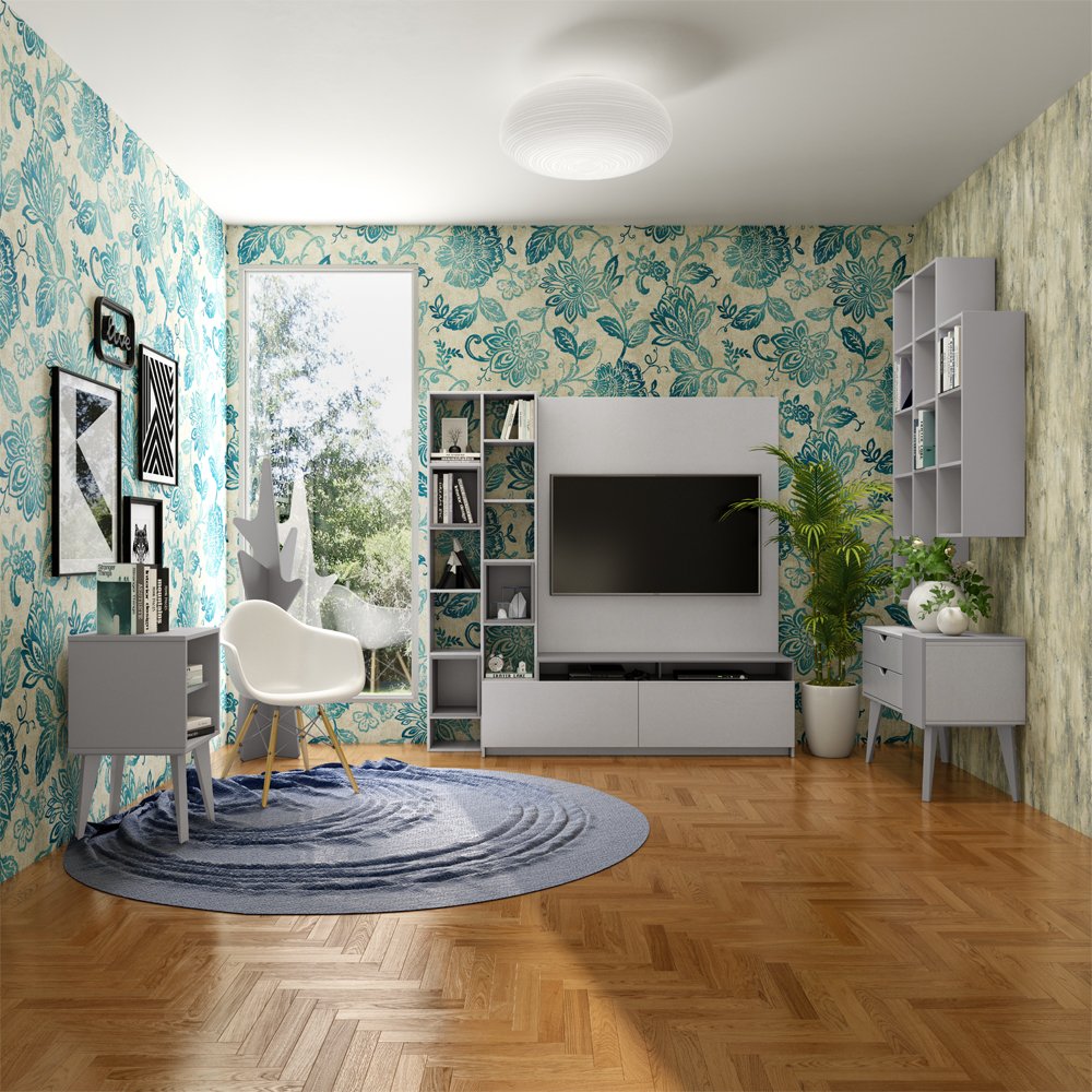 Jogo Sala de Estar Falkk Cinza com Titânio