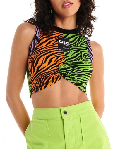 Blusa Regata Cropped Colcci Torçao Zebra CLC 036.53.00767