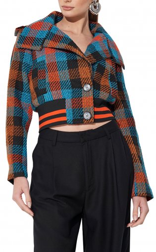 Casaco Xadrez Colcci Feminino TJaqueta Cropped Colcci Napolitana