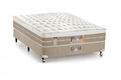 Cama Box + Colchão Castor Casal Molas Pocket Silver Star AIR One Face 128x188x72cm (Viúvo)