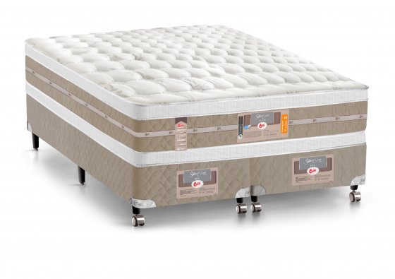 Cama Box + Colchão King Size Castor Mola Pocket® Silver Star AIR com Box SI Double Face 193x203x74cm