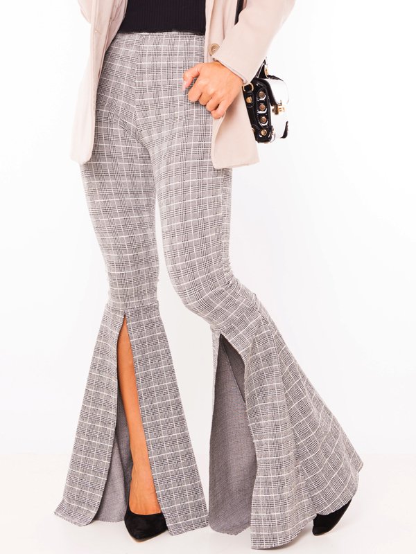 calça xadrez feminina flare