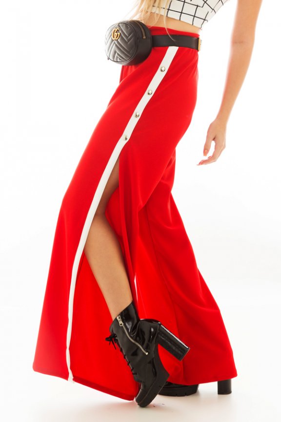 calça pantalona listra lateral