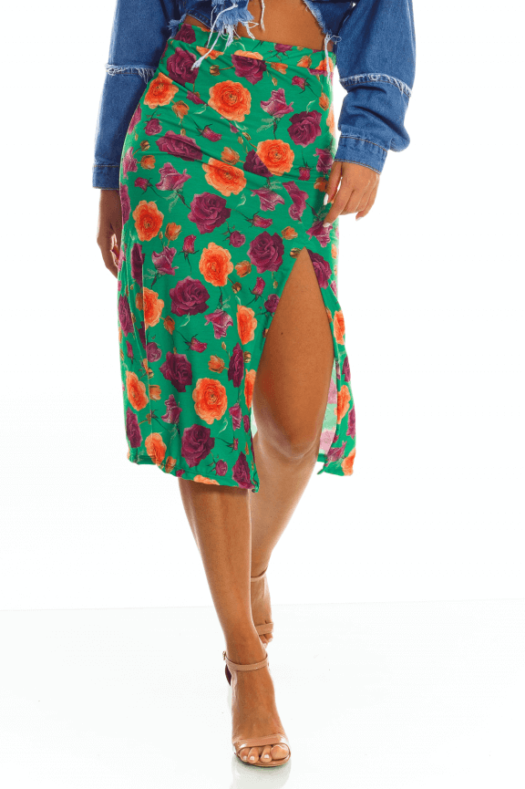 saia midi estampada