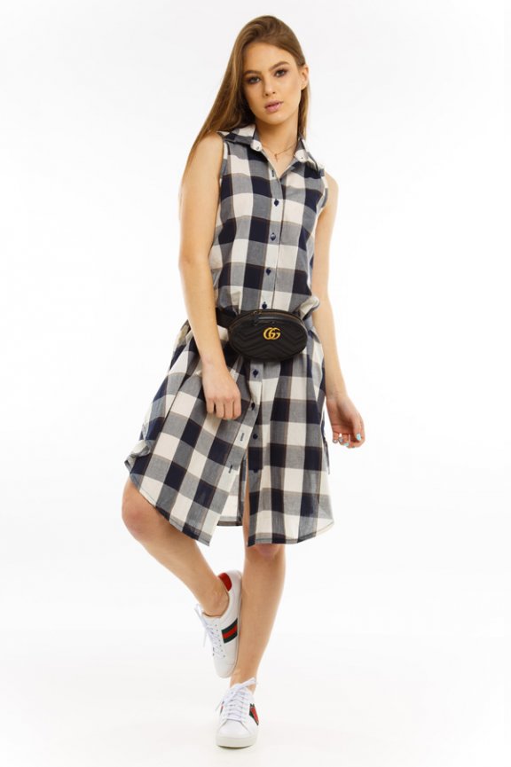 vestido xadrez chemise