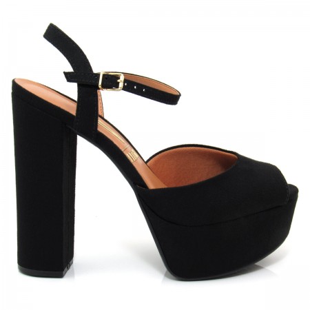 Sandália Feminina Vizzano Salto Grosso 6282100 Camurça Sandália Feminina Vizzano Salto Grosso 6282100 Camurça