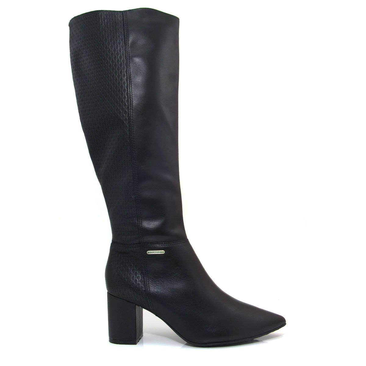 bota preta bico fino salto grosso