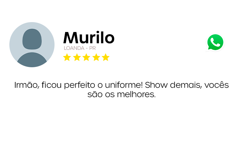 Avaliação de cliente sobre uniformes personalizados