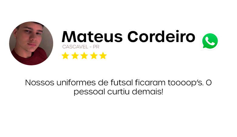Avaliação de cliente sobre uniformes personalizados