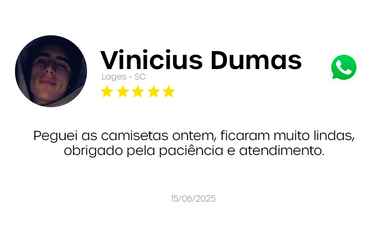 Avaliação de cliente sobre uniformes personalizados