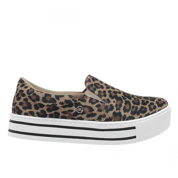 Tênis Casual Via Marte 22-1501 Slip On Animal Print Feminino