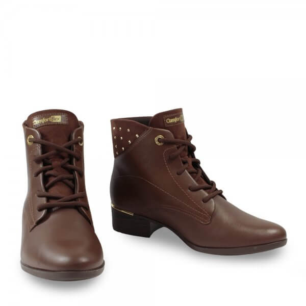Bota Coturno Comfortflex 21-69303 Salto Baixo Feminino