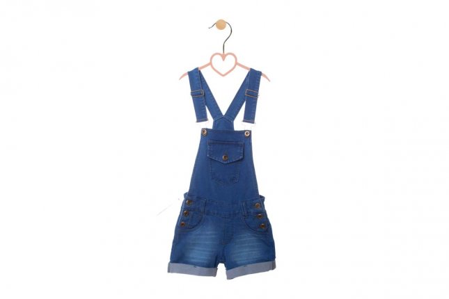 Imagem - Jardineira Infantil Menina Jeans com Barra Dobrada